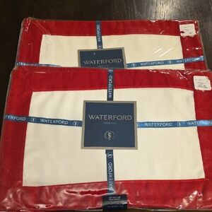 Waterford Scarlet and Ivory Placemats 2 Sets of 4